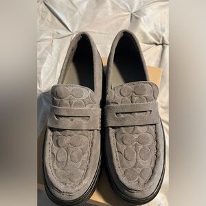 Gray Suede COACH Loafers